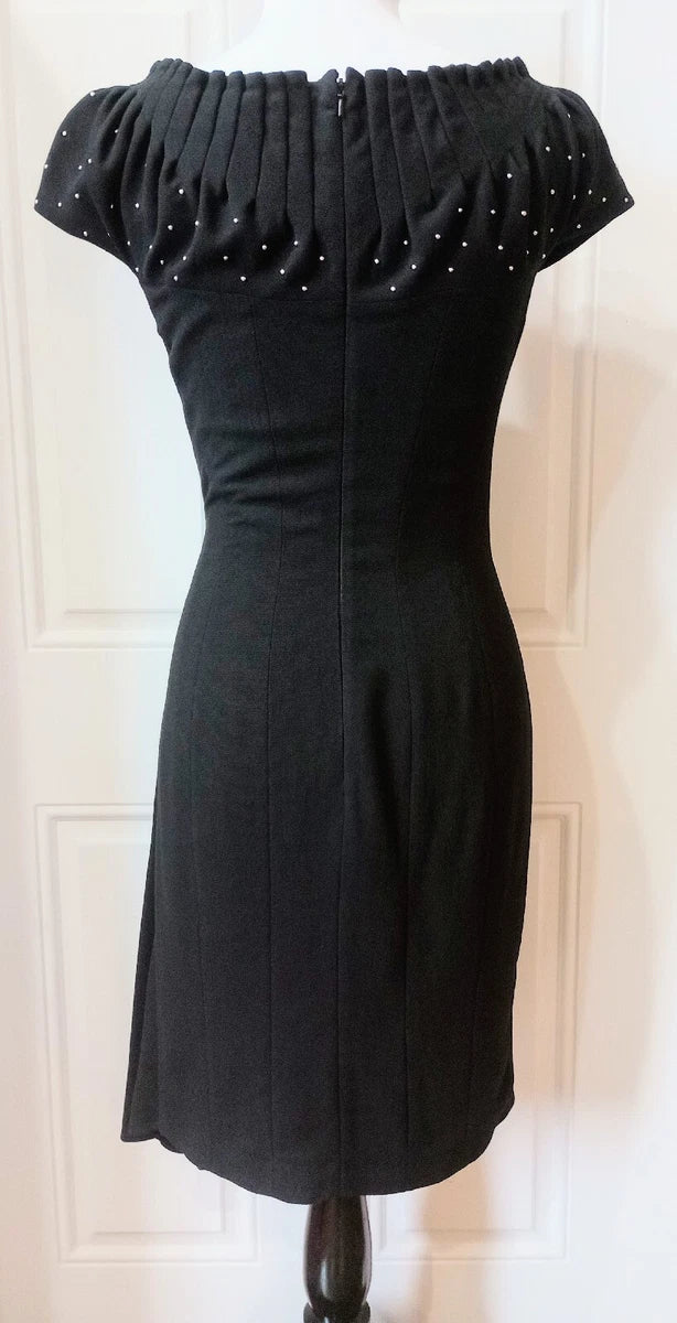 KAREN MILLEN - Black Crepe Studded Draped Dress