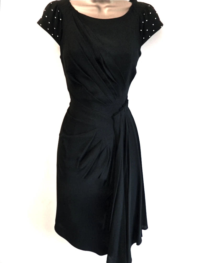 KAREN MILLEN - Black Crepe Studded Draped Dress