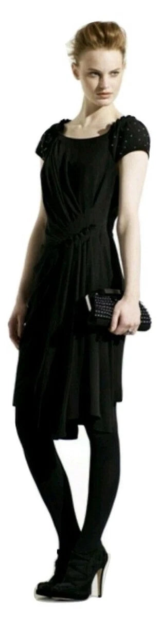 KAREN MILLEN - Black Crepe Studded Draped Dress