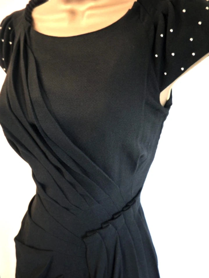 KAREN MILLEN - Black Crepe Studded Draped Dress