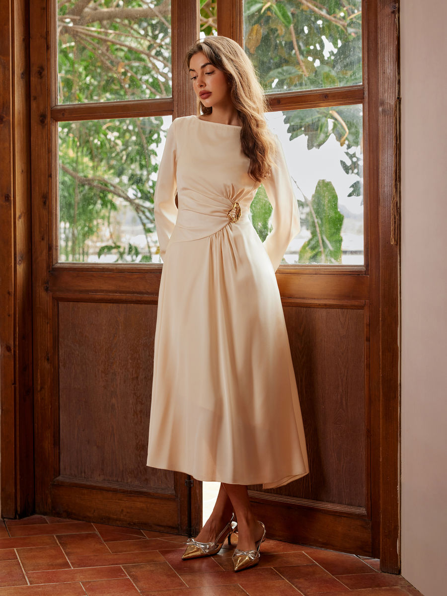CIDER - Cream Satin Maxi Dress