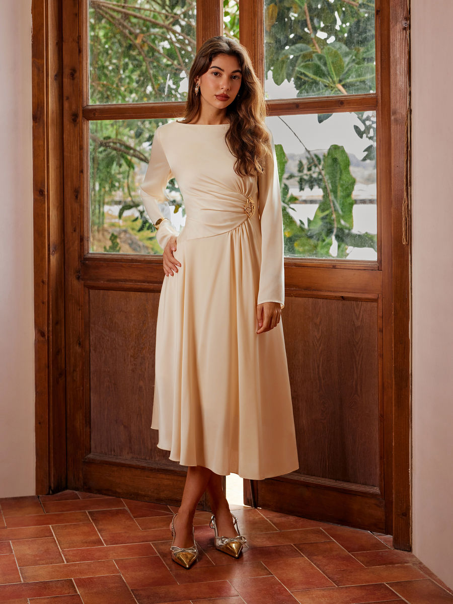 CIDER - Cream Satin Maxi Dress