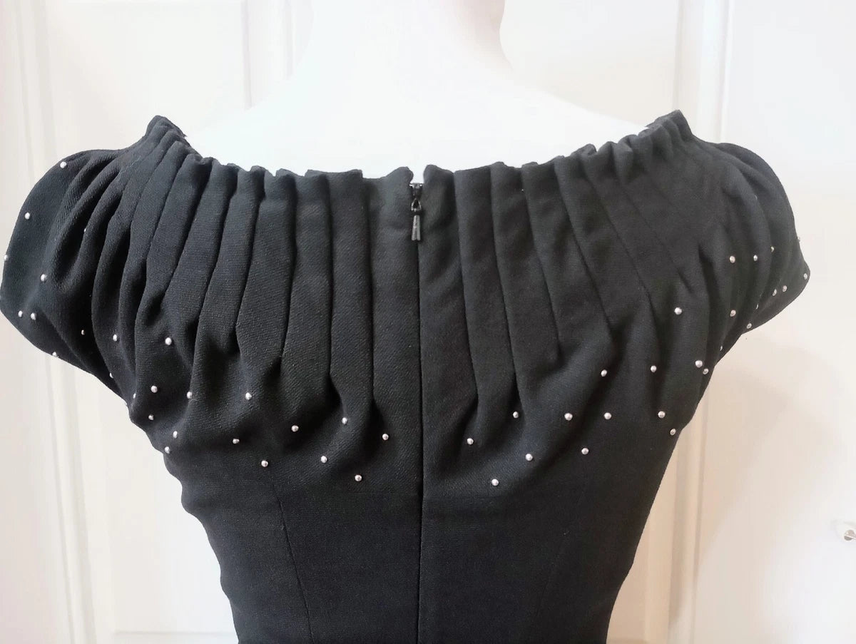 KAREN MILLEN - Black Crepe Studded Draped Dress