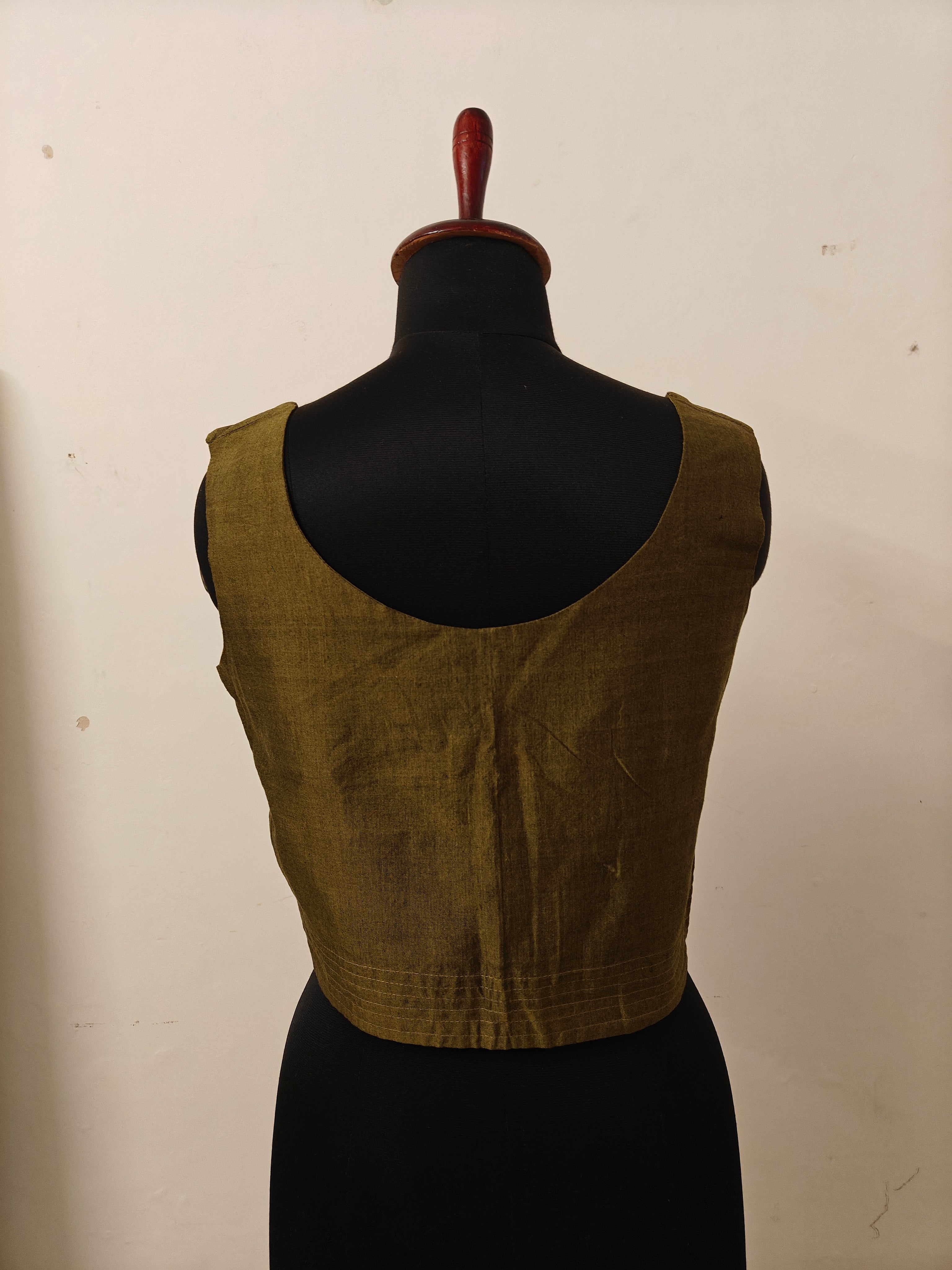 BAREFOOT - Olive Green Sleeveless Blouse