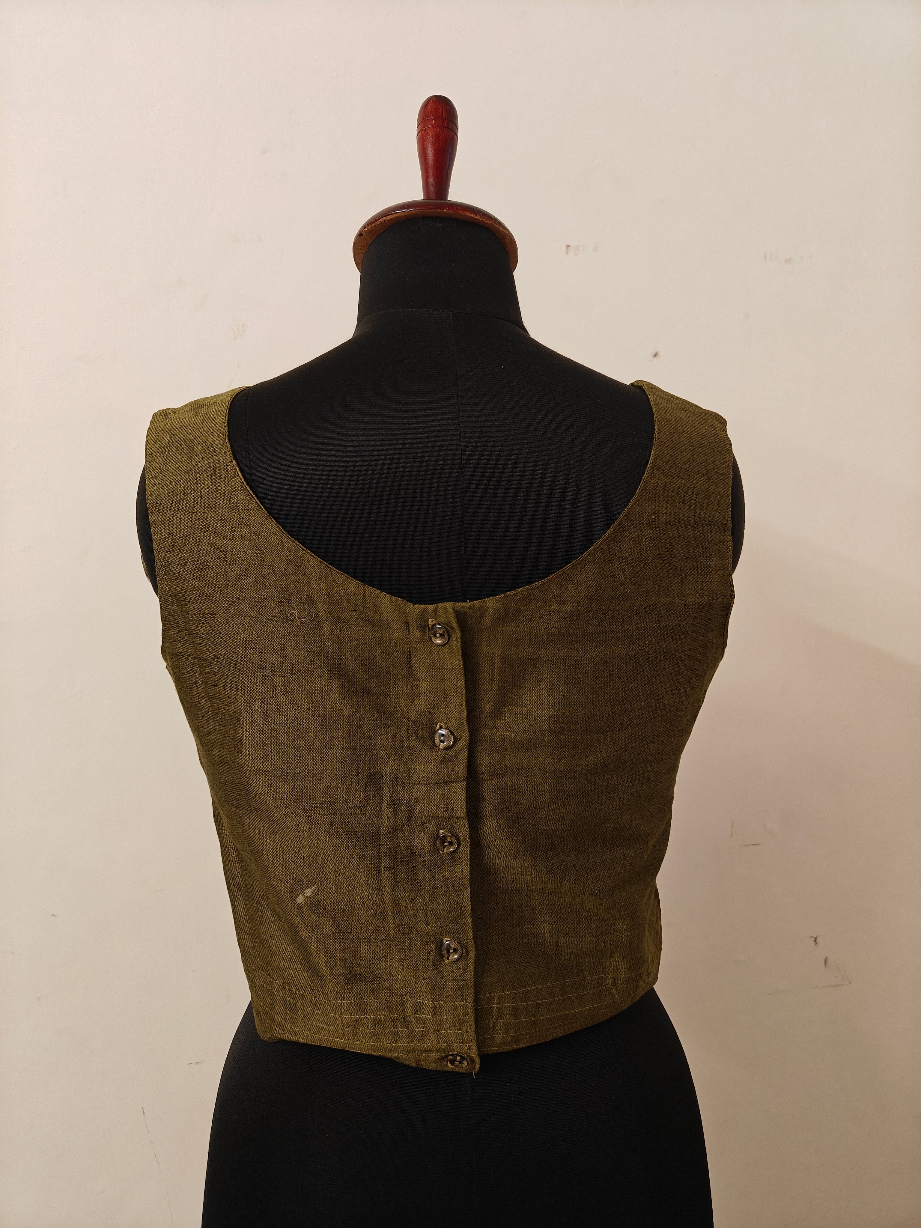 BAREFOOT - Olive Green Sleeveless Blouse