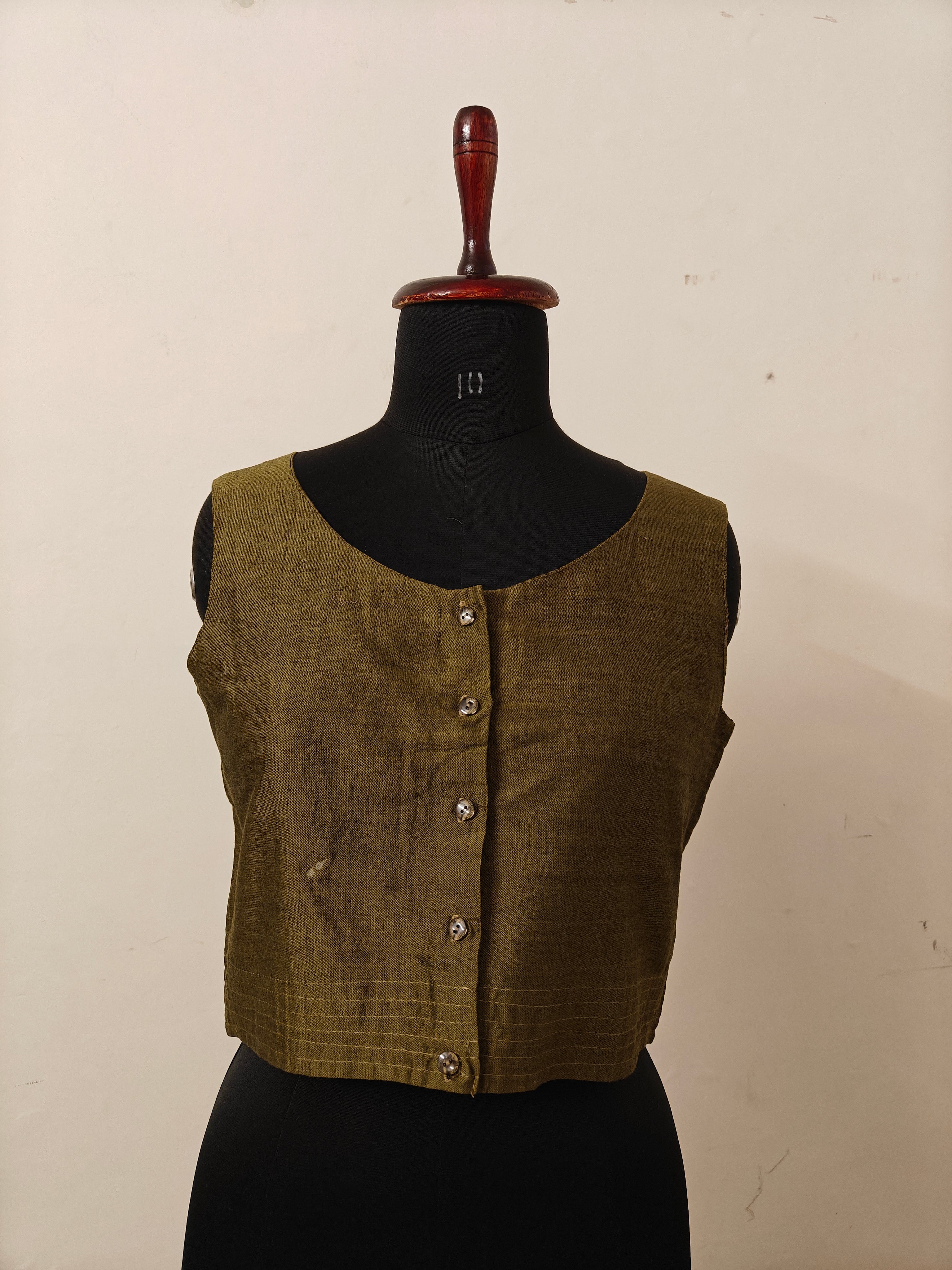 BAREFOOT - Olive Green Sleeveless Blouse