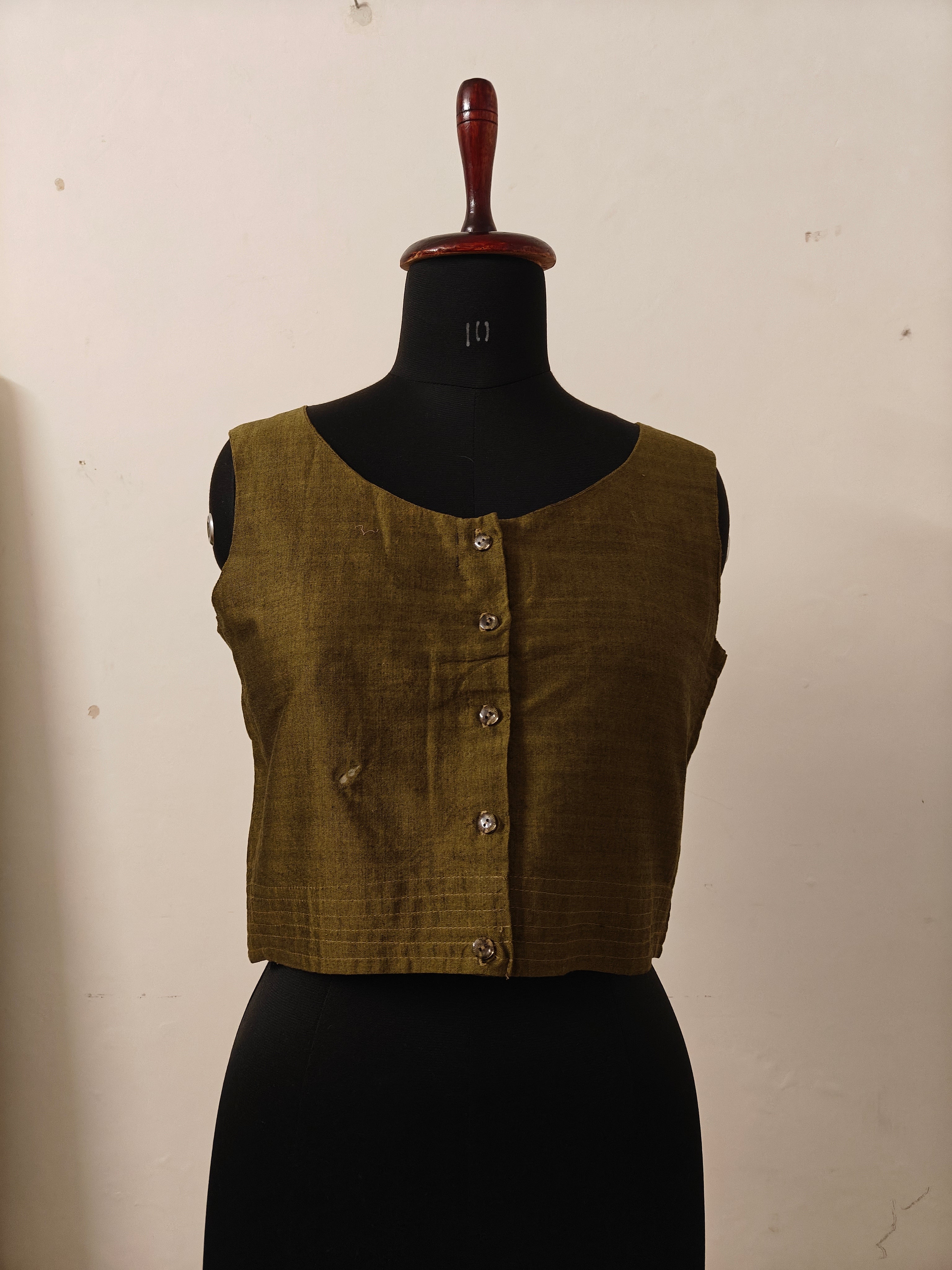 BAREFOOT - Olive Green Sleeveless Blouse