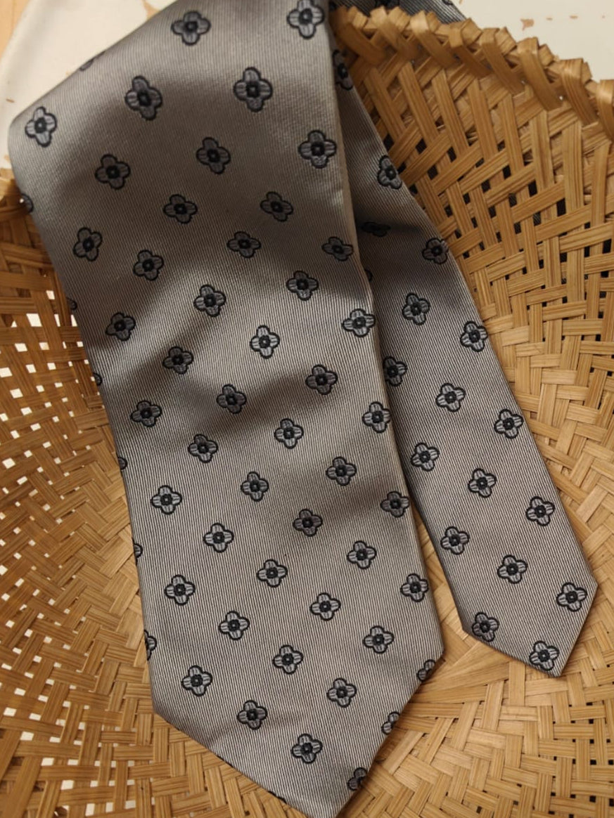 PIERRE CARDIN - Designer Grey Floral Tie