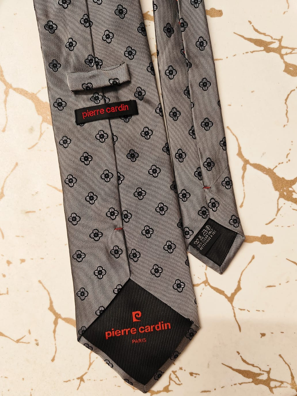 PIERRE CARDIN - Designer Grey Floral Tie
