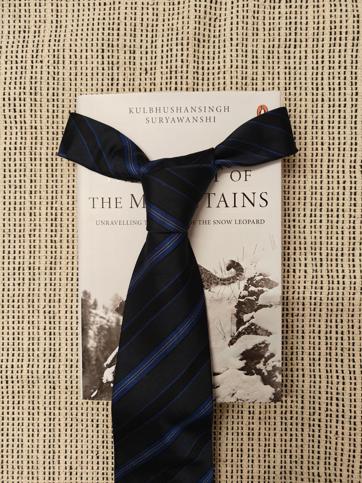 YVES SAINT LAURENT - Black and Blue Striped Silk Tie